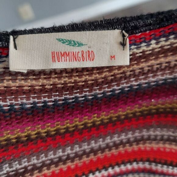 Hummingbird Chic Charcoal Gray Multi Stripe Duster Cardigan Medium - Picture 6 of 8